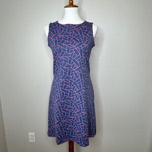 MAHI GOLD Ryder Dress SMALL Sleeveless Sheath Boat Neck Blue Red Preppy Chatham